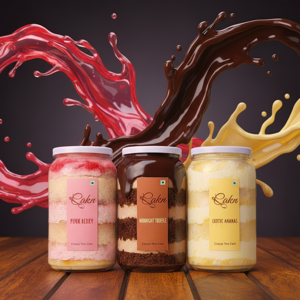 CAKN Premium Cake in a Can - Three Flavours Midnight Truffle, Exotic Ananas, Pink Berry